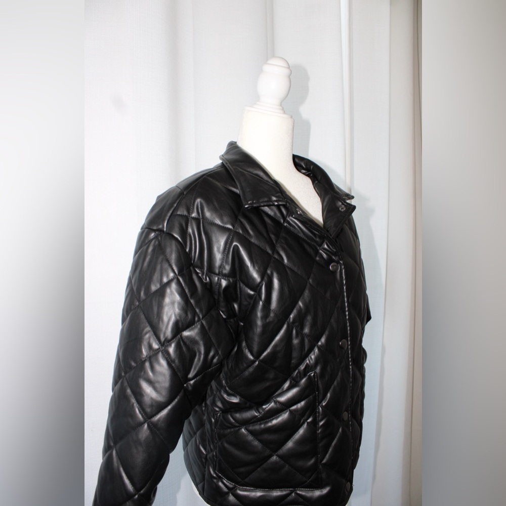 NWT Z Supply Heritage Black Faux Leather Quilted Jacket - Size Small - Picture 4 of 8